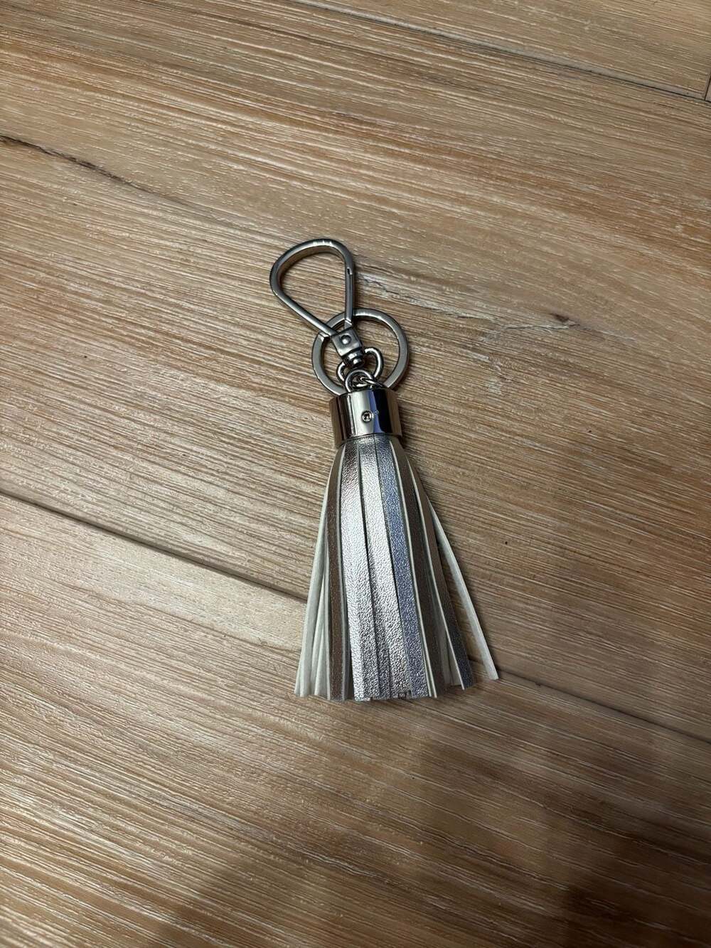Tassel Bag Charm Keychain Key Fob Silver Metalic